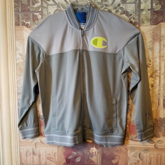 Champion Men's Big Logo Track Jacket Grey US XL - Picture 2 of 6